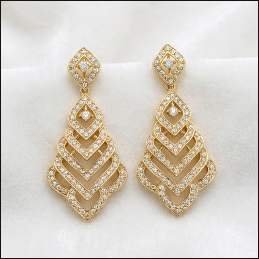 Radiant Lattice Cascade Earrings