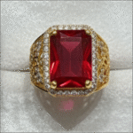 Oversized Ruby & Diamond Rectangular Gold Statement Ring – Suhagan Abhushan